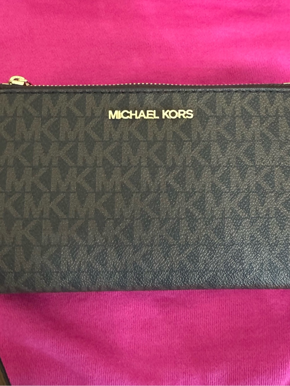Michael Kors Men's Black Monogram Zip Pouch NEW